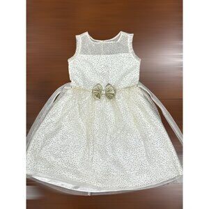 Jona Michelle Size 10 Girls' Special Occasion Dress - Ivory with Gold Accents